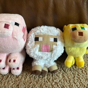 Mojang Minecraft Plush Lot of 3 - Pig, Ocelot &  Sheep (5")